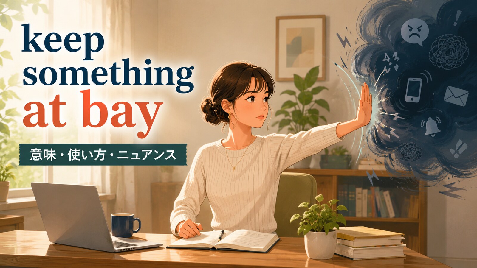 keep something at bayの意味・使い方・例文｜ニュアンスと似た表現との違い