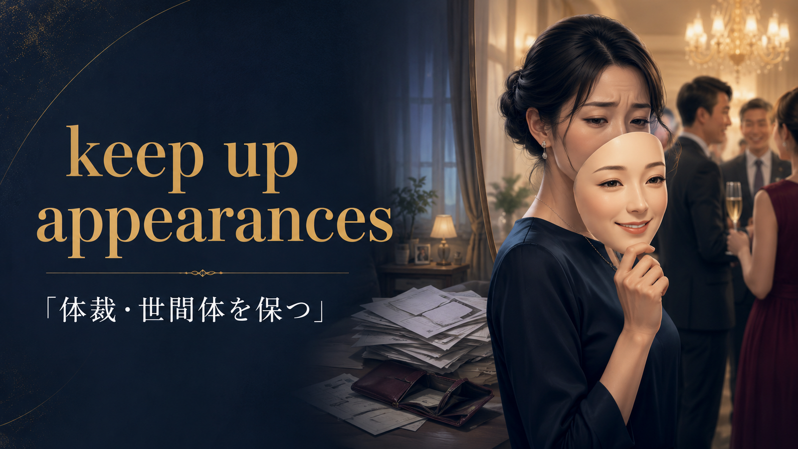 keep up appearancesの意味「体裁・世間体を保つ」を表すアイキャッチ画像