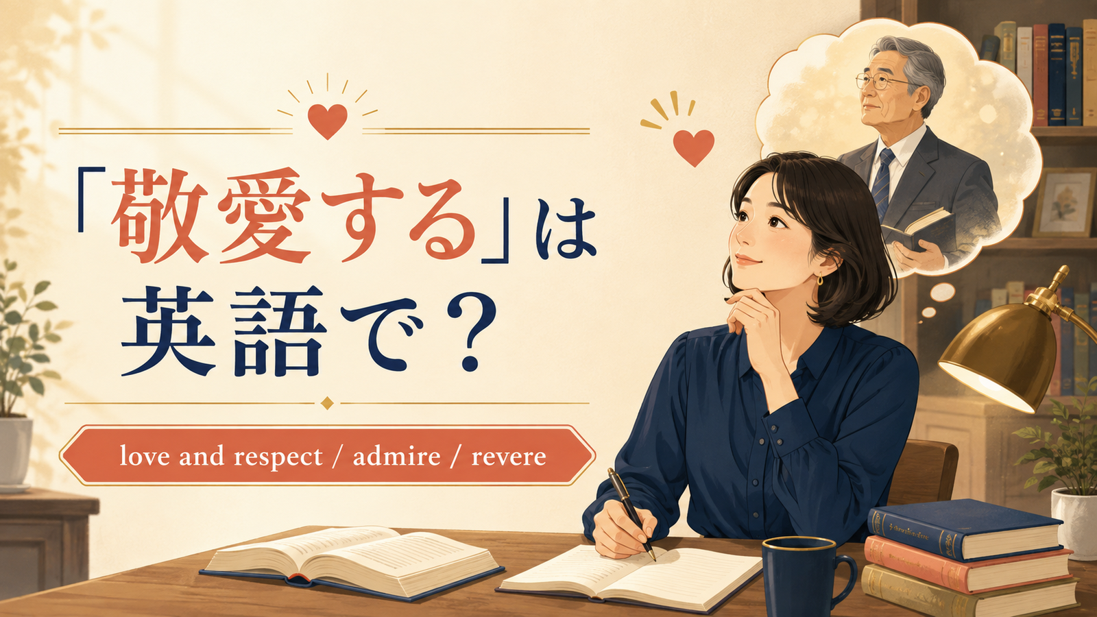 「敬愛する」は英語で？love and respect、admire、revereを紹介するアイキャッチ