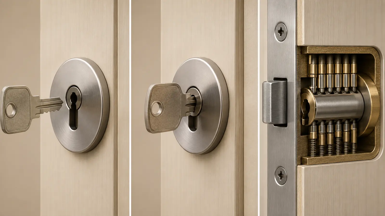 鍵をkeyholeに差し、回してlockを動かす仕組み
