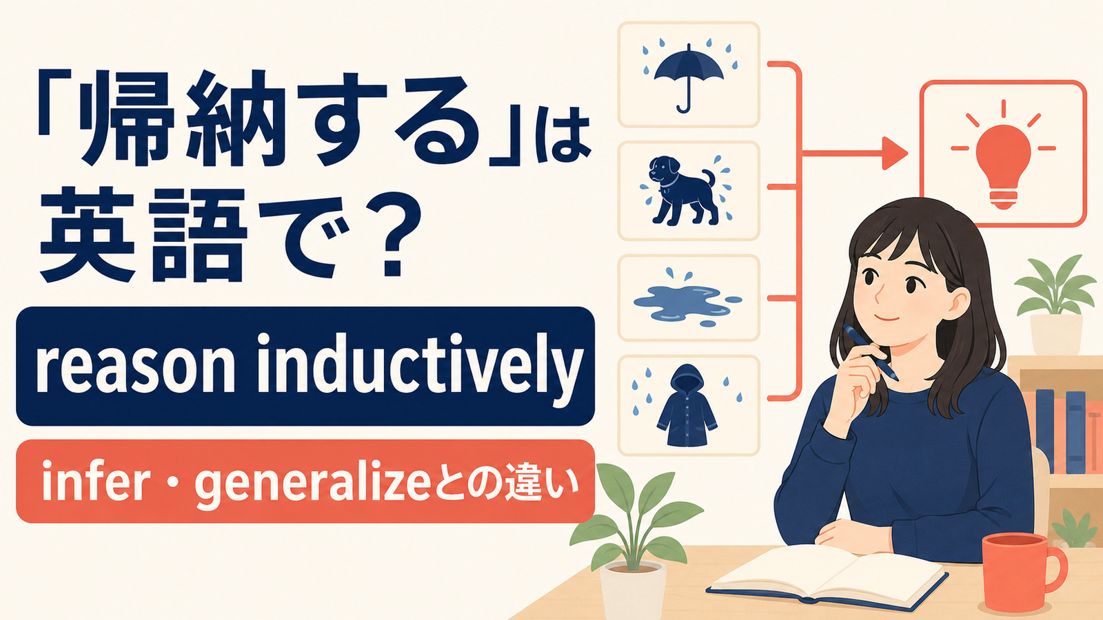 「帰納する」の英語reason inductivelyとinfer・generalizeの違い