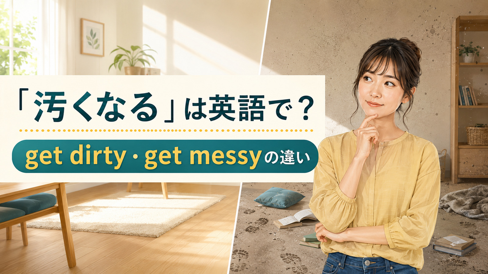 「汚くなる」の英語 get dirtyとget messyの違い