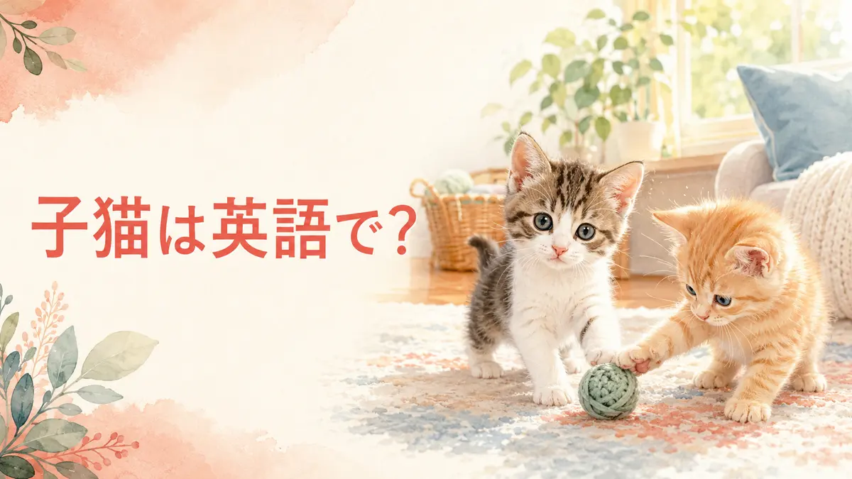 子猫は英語で？2匹の子猫が遊ぶイラスト
