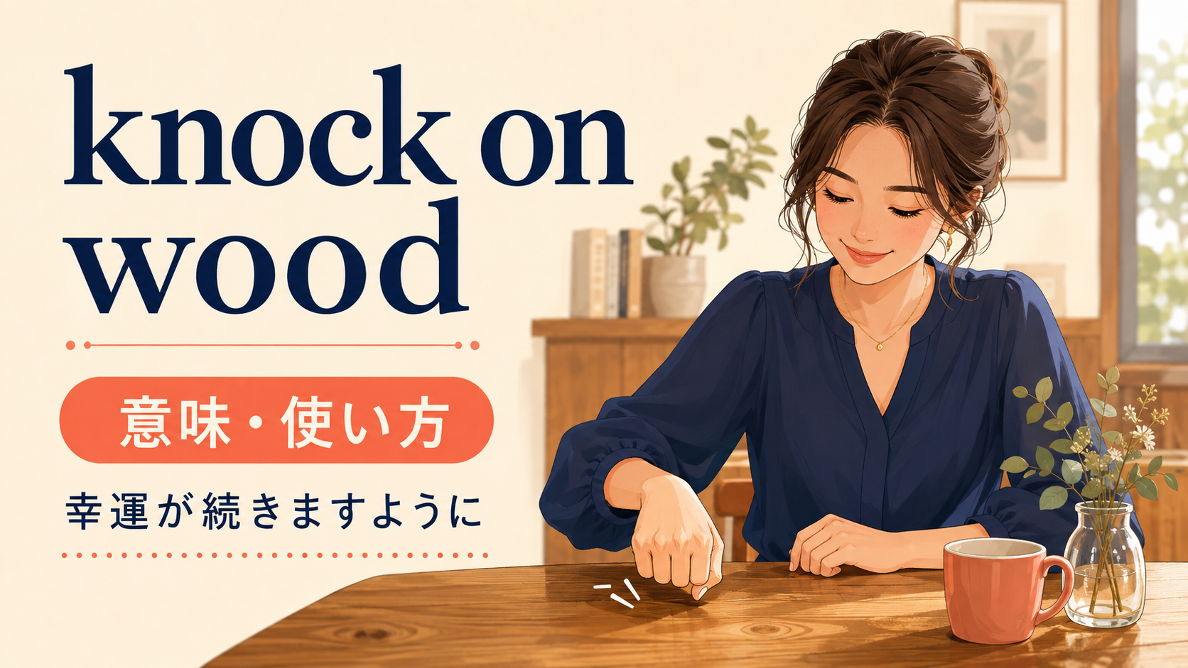 knock on woodの意味と使い方を表すアイキャッチ画像