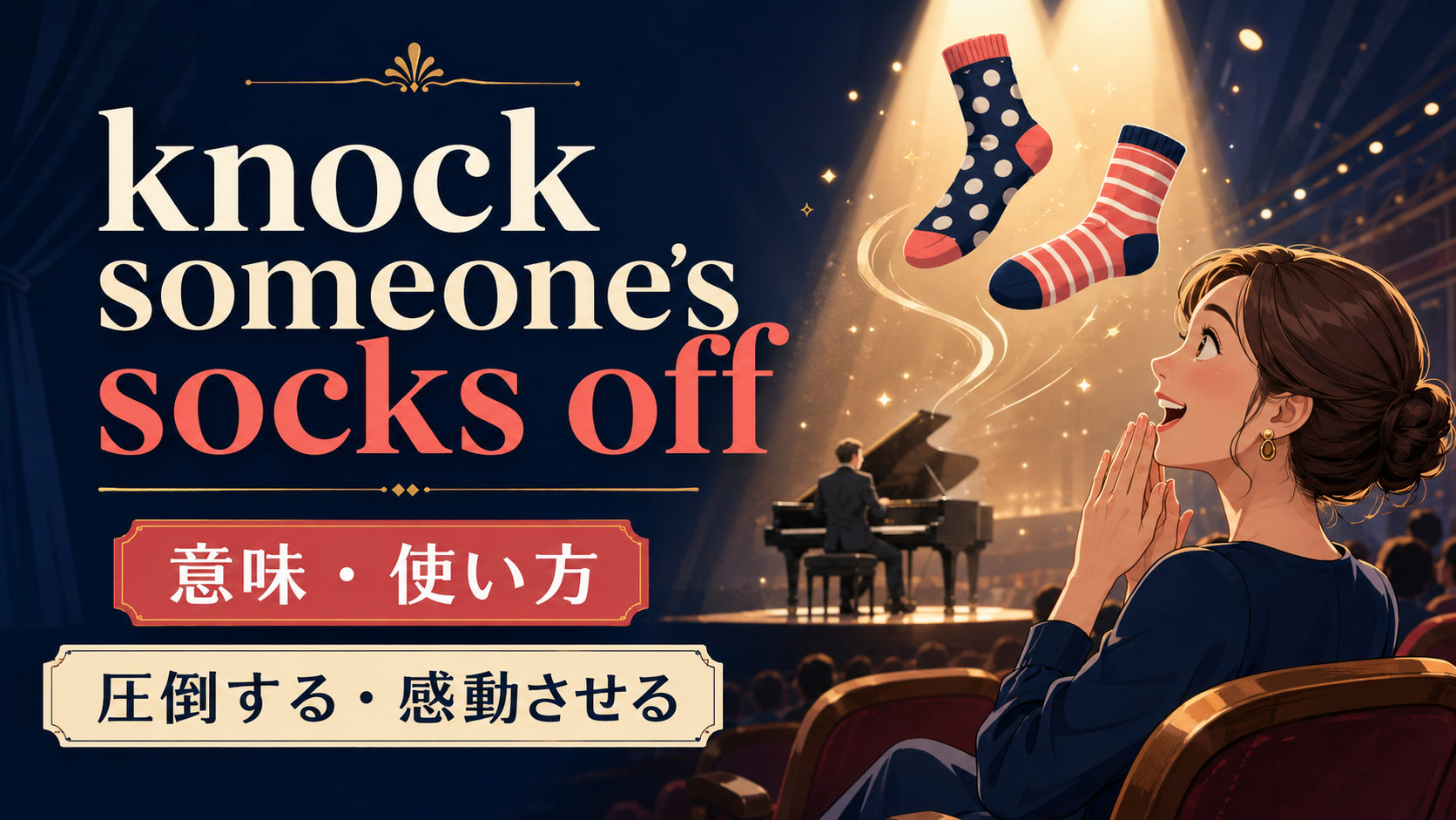 knock someone’s socks offの意味と使い方を表すアイキャッチ画像