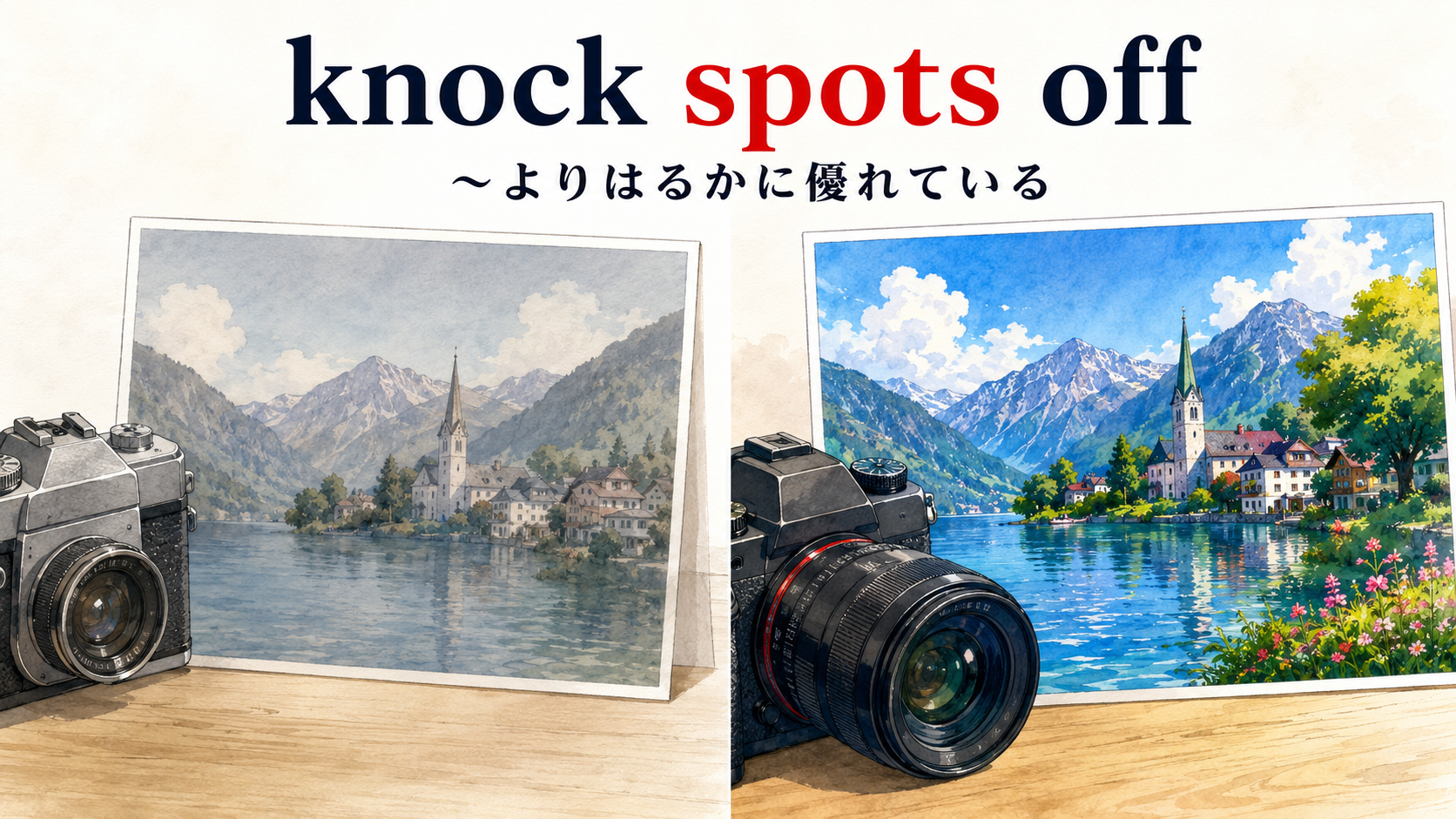 「knock spots off」の意味・ニュアンス・使い分け図