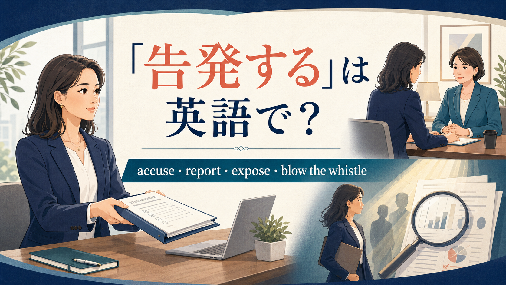 「告発する」は英語で? accuse・report・expose・blow the whistleの違い
