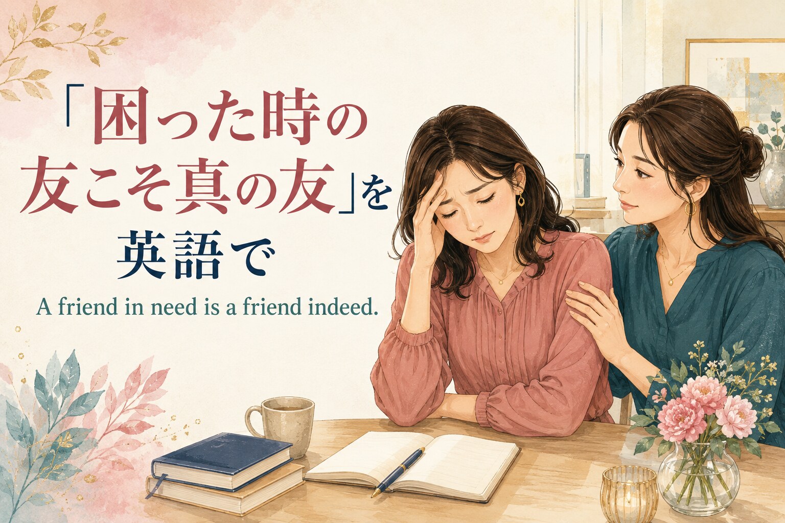 「困った時の友こそ真の友」を英語で表す A friend in need is a friend indeed. のアイキャッチ