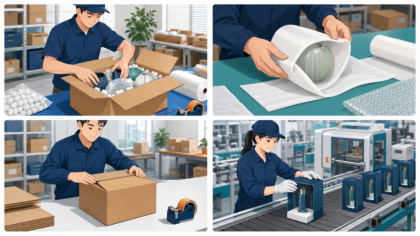 荷造り・保護材で包む・箱詰め・商品包装の違い
