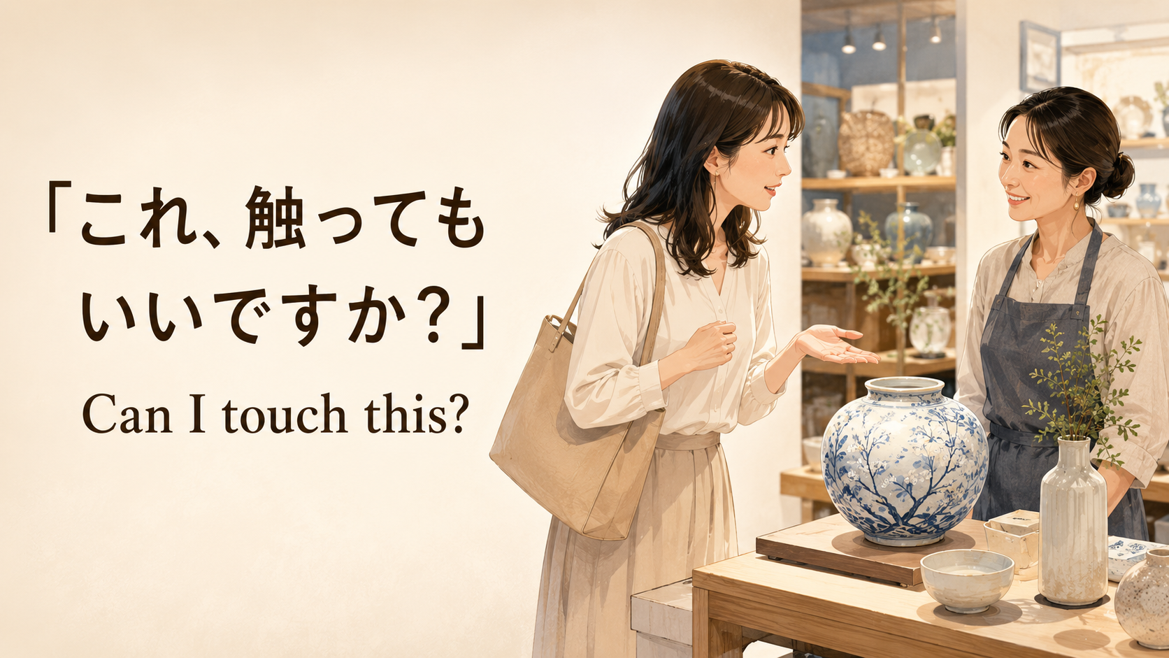 「これ、触ってもいいですか？」は英語で？touch・pick up・hold・handleの違い
