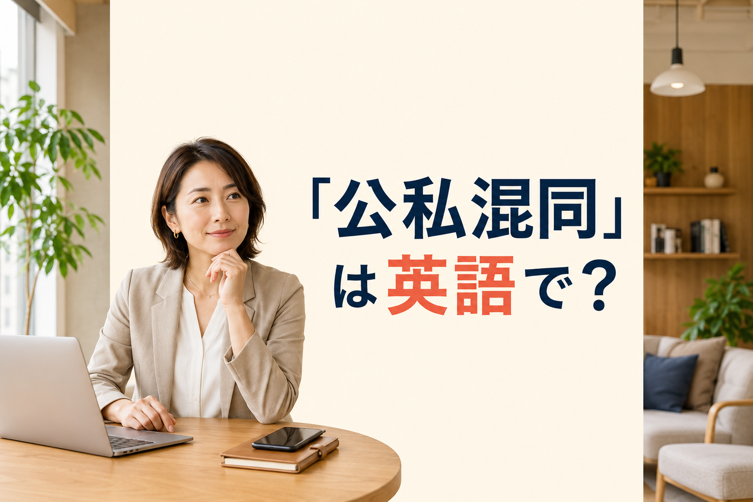 「公私混同」は英語で？を解説するアイキャッチ画像