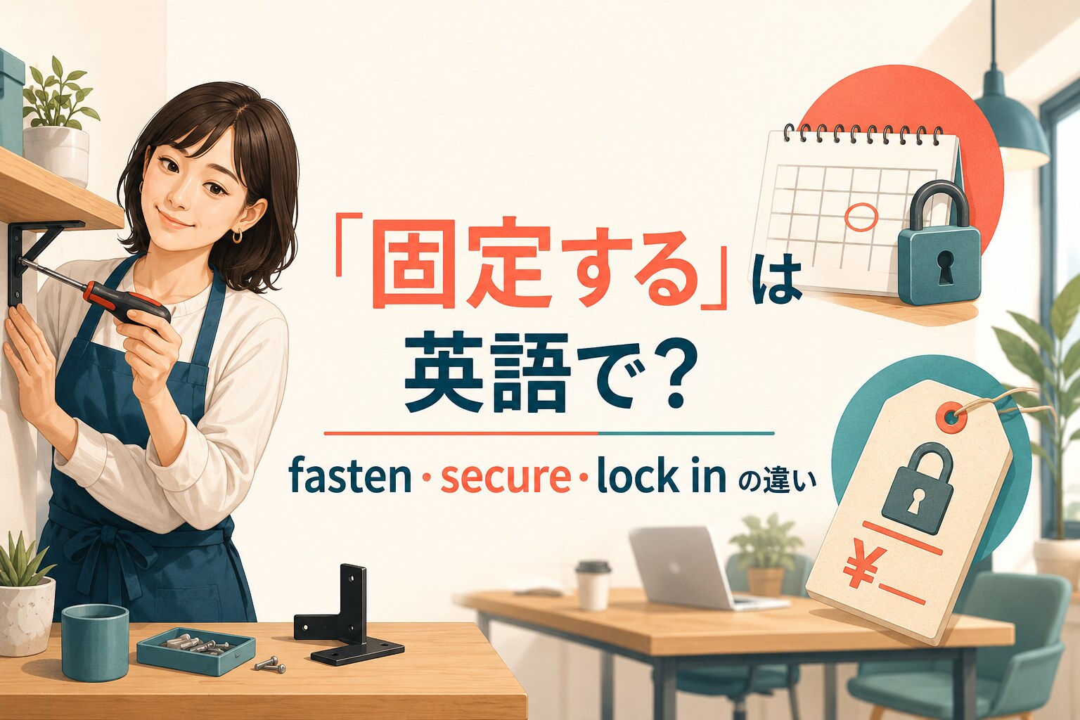 「固定する」は英語で？fasten・secure・fix in place・lock inの違い