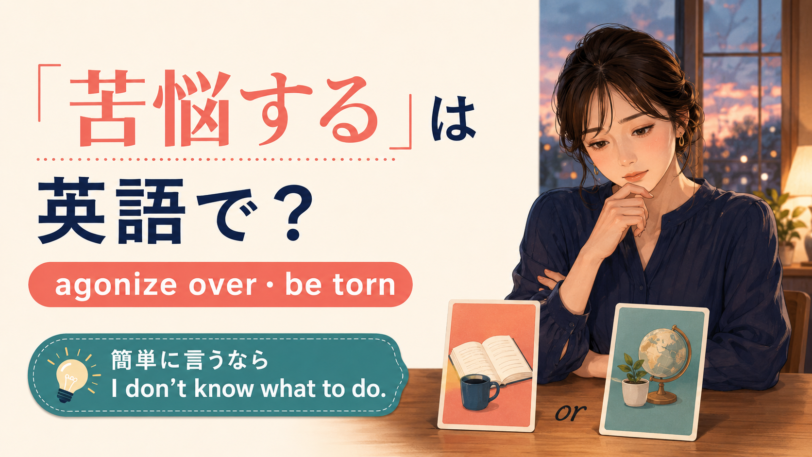 「苦悩する」は英語で?agonize over・be tornの違い