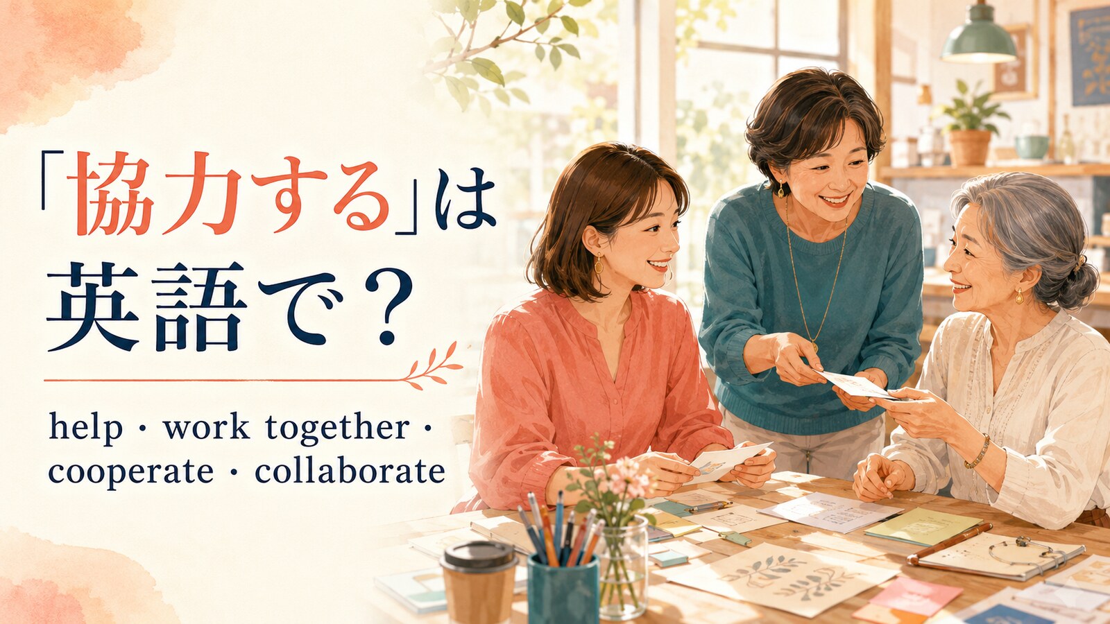 「協力する」は英語で?help・work together・cooperate・collaborateの違い