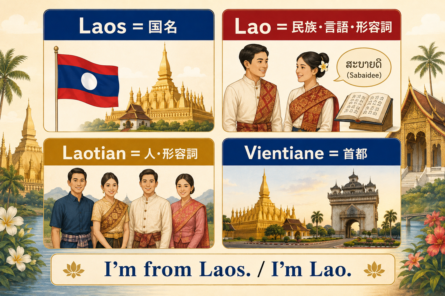 Laos Lao Laotian Vientianeの使い分け図解