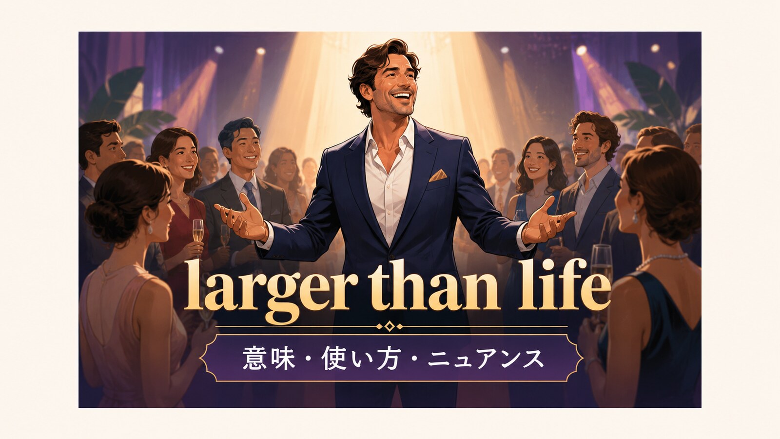 larger than lifeの意味と強い存在感を表す人物のイラスト