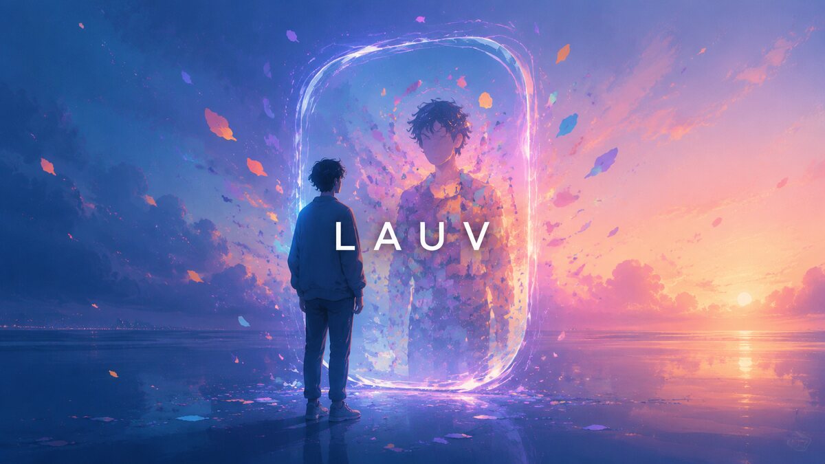 Lauvの名言「自分を好きになる」を表現した鏡と光のイラスト