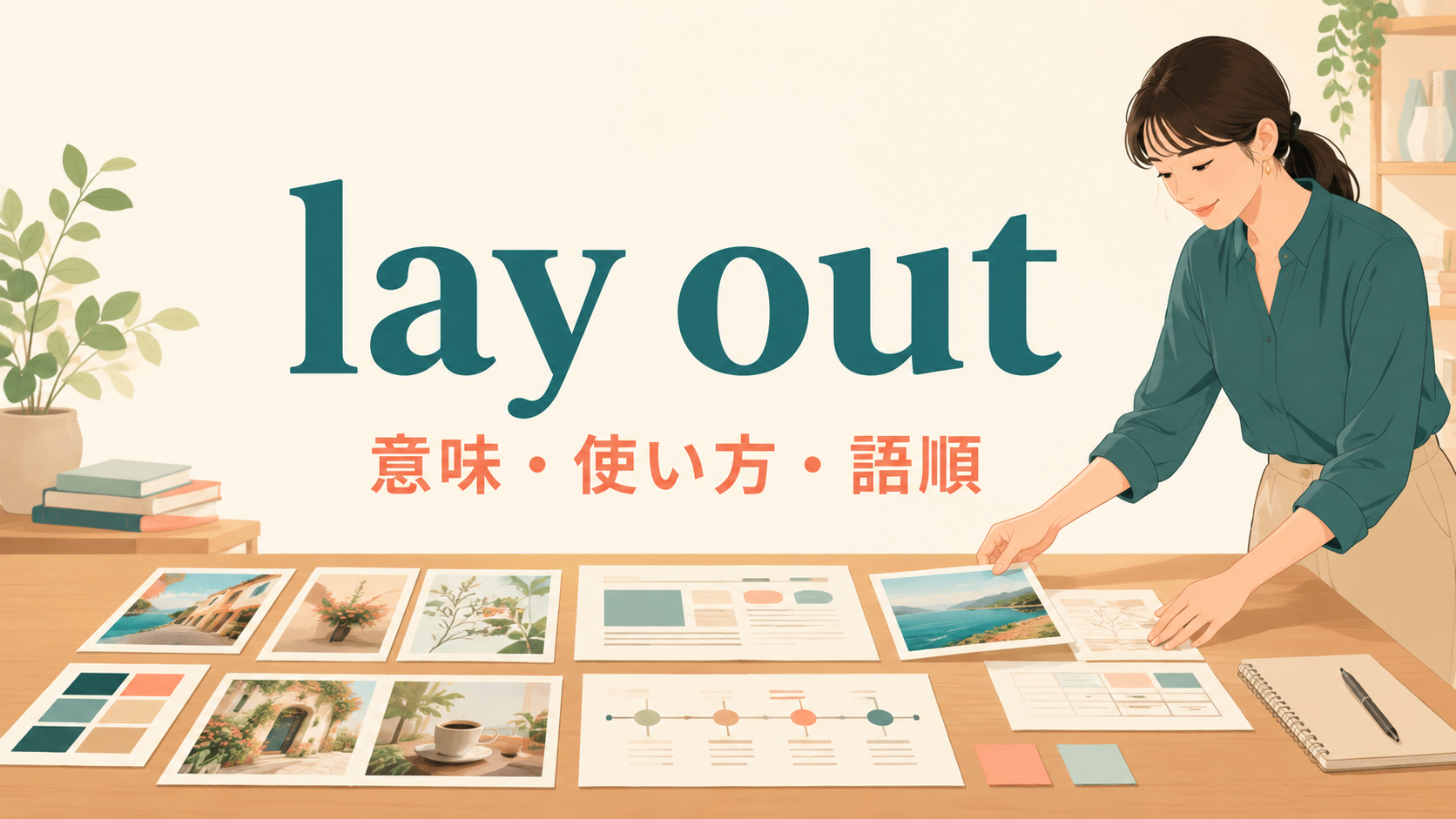 lay outの意味・使い方・語順を表すアイキャッチ画像