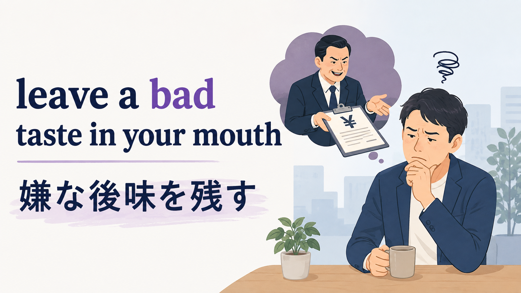 leave a bad taste in your mouthの意味は？使い方・ニュアンス・例文と類似表現の違い