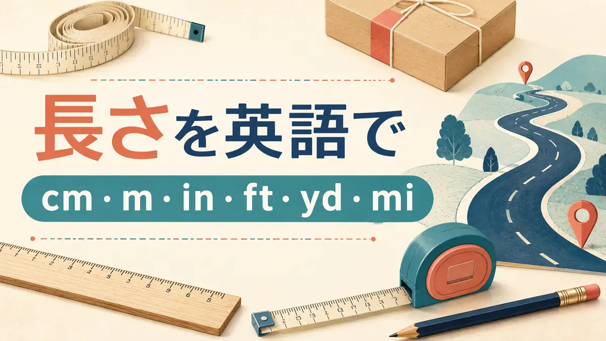長さを英語で表すcm・m・in・ft・yd・miのイラスト