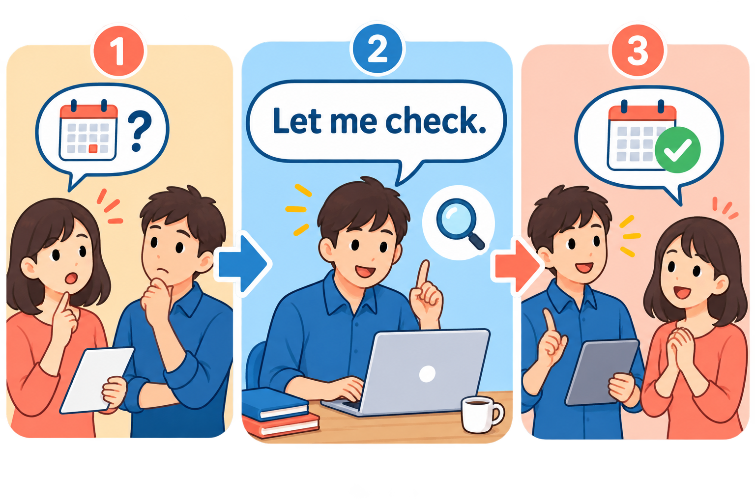 Let me check.を使う会話の流れ
