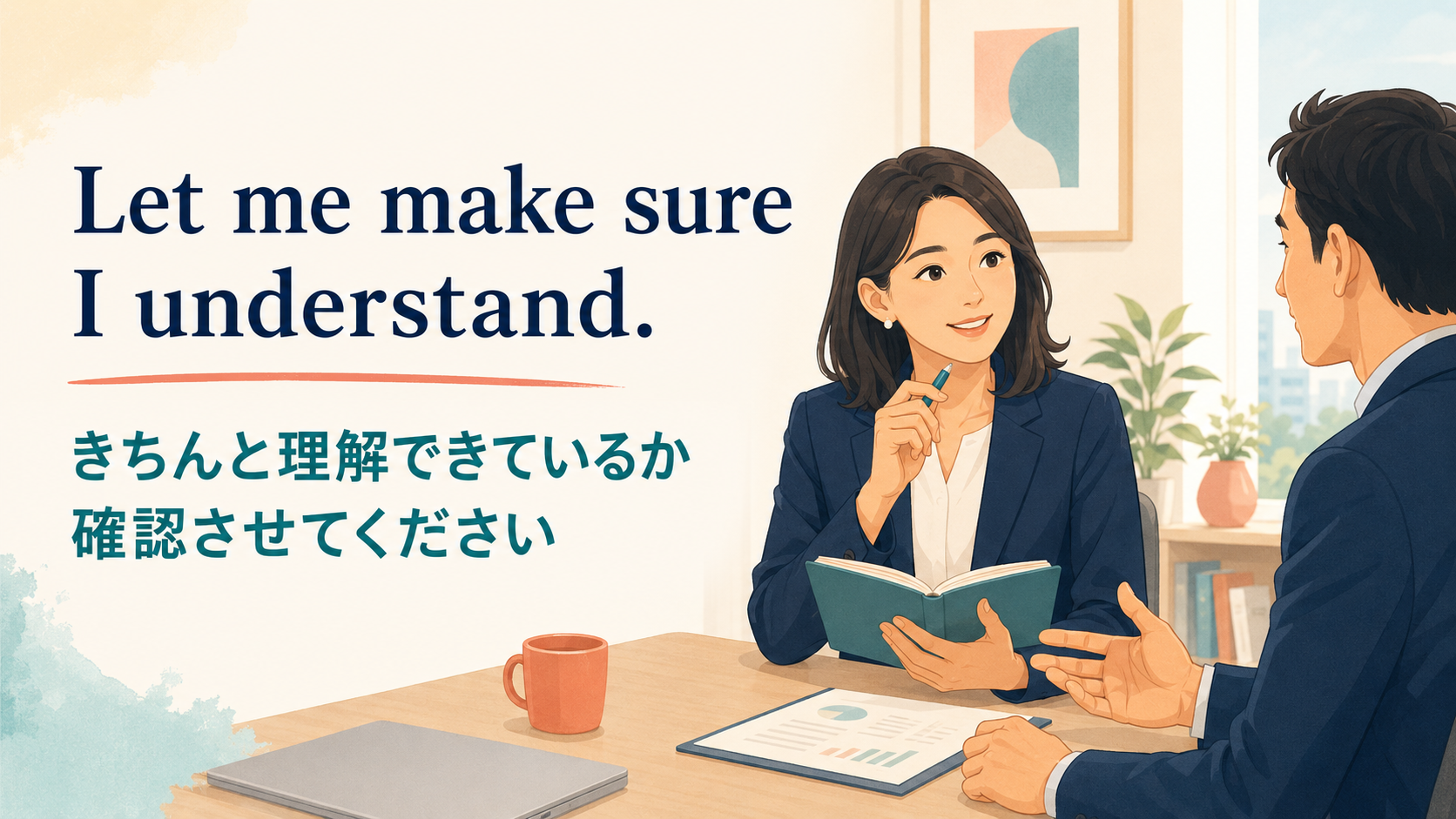 Let me make sure I understand. きちんと理解できているか確認させてください