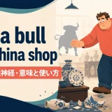 like a bull in a china shopの意味・使い方・ニュアンスを解説するアイキャッチ