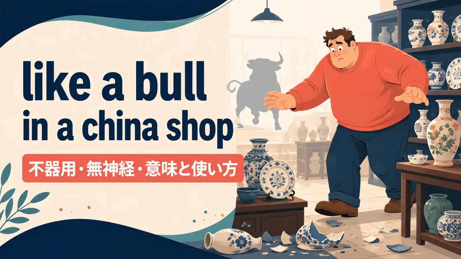 like a bull in a china shopの意味は？使い方・ニュアンス・例文と簡単な言い換え