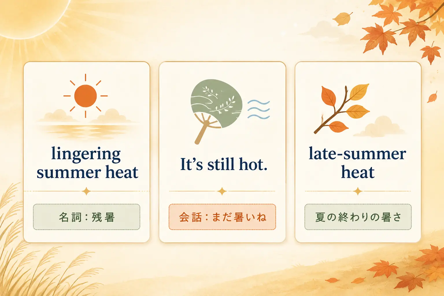 lingering summer heat・It's still hot・late-summer heatの違い