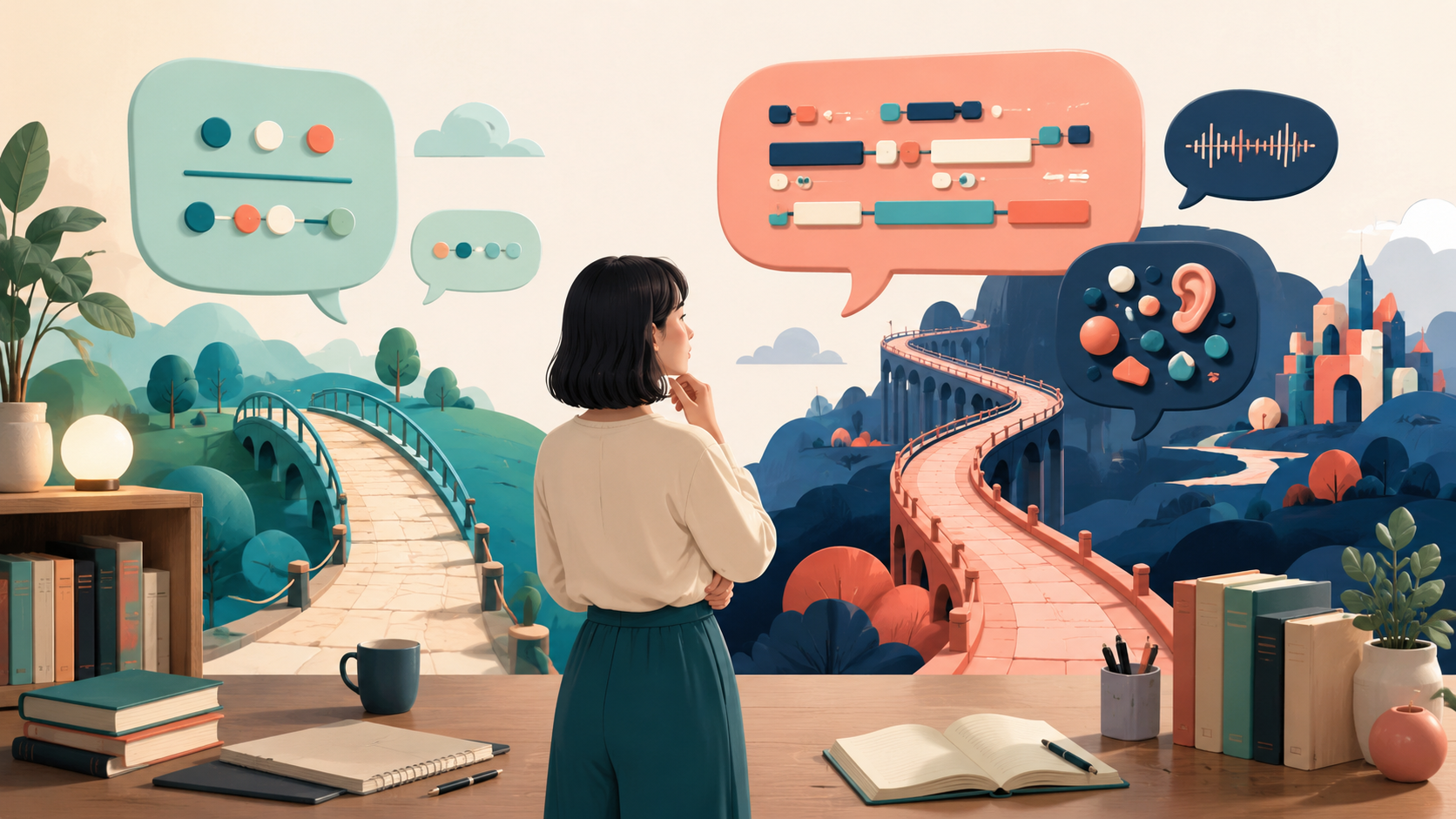 日本語話者から見た言語間距離と学習の道のりを表したイラスト