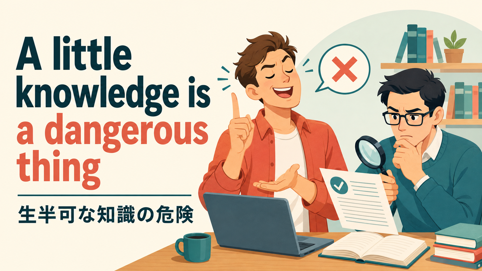 A little knowledge is a dangerous thingの意味・使い方・ニュアンスを解説するアイキャッチ画像