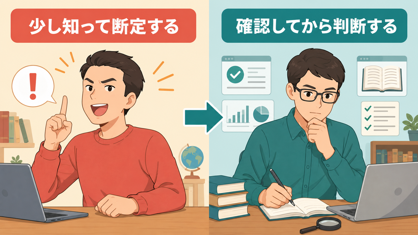 A little knowledge is a dangerous thingの語感と使い分けを図解したイラスト
