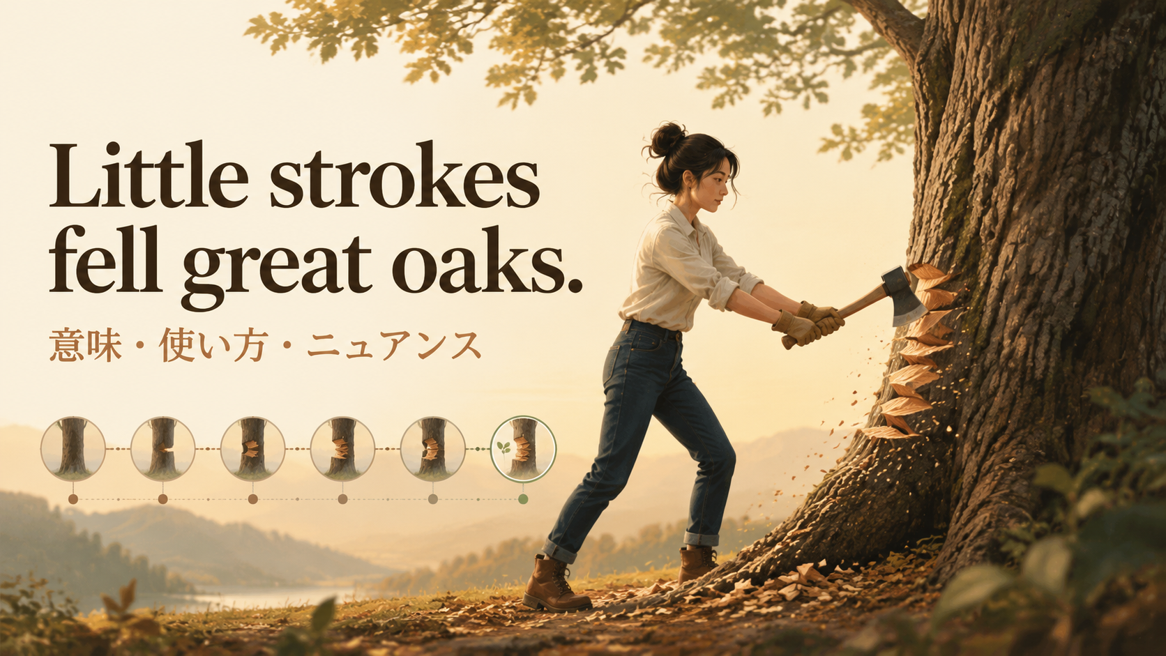 Little strokes fell great oaks.の意味は？使い方・ニュアンスと例文