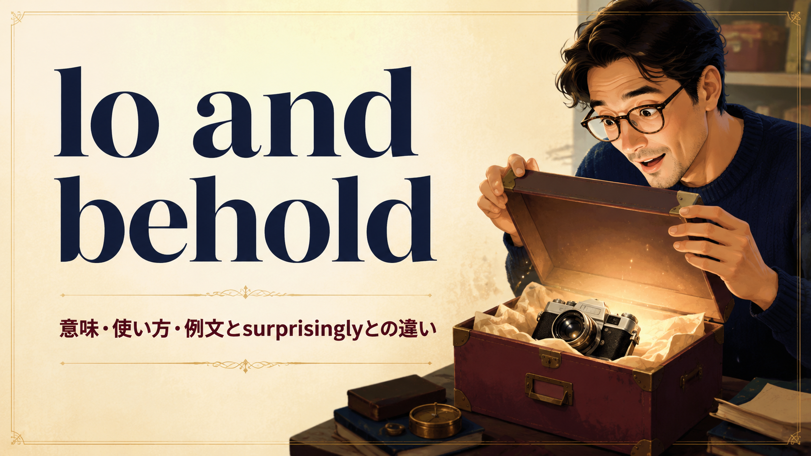 lo and beholdの意味・使い方とsurprisinglyとの違いを解説するアイキャッチ画像