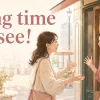 Long time no seeと挨拶する女性たち
