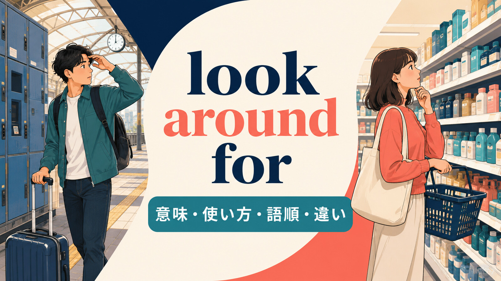 look around forの意味は？「あちこち見て探す」の使い方・語順とlook forとの違い