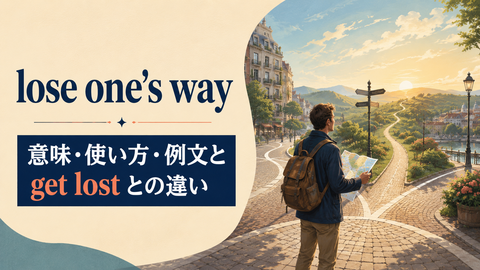 lose one's wayの意味・使い方とget lostとの違いを解説するアイキャッチ画像
