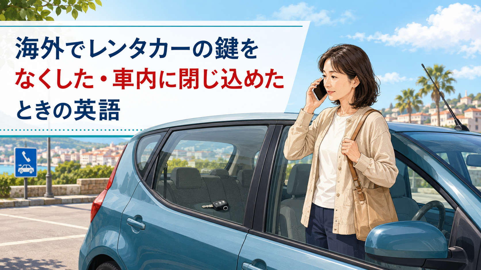 海外でレンタカーの鍵をなくした・車内に閉じ込めたときの英語｜lost key・lockoutの対処