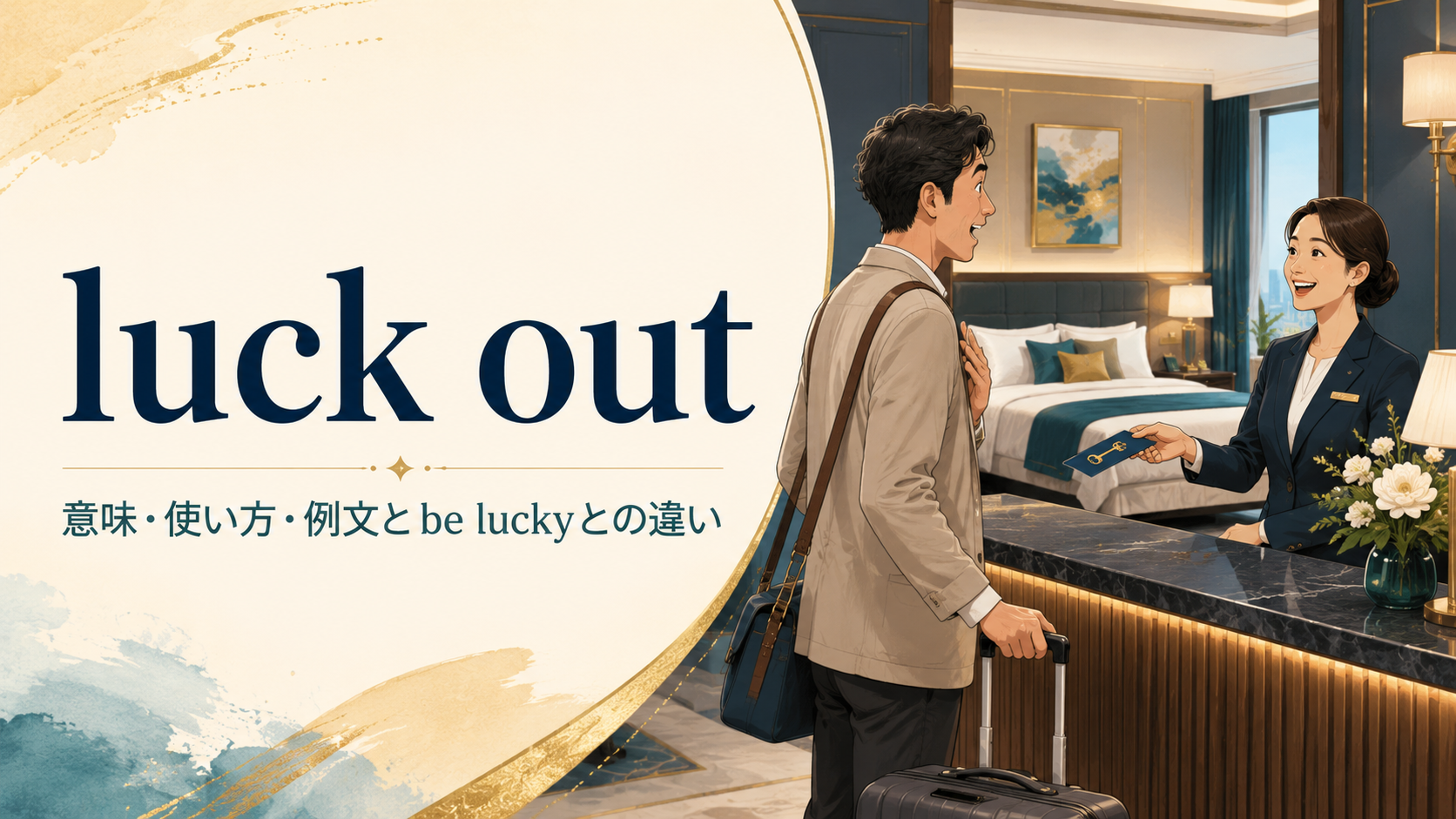 luck outの意味・使い方とbe luckyとの違いを解説するアイキャッチ画像