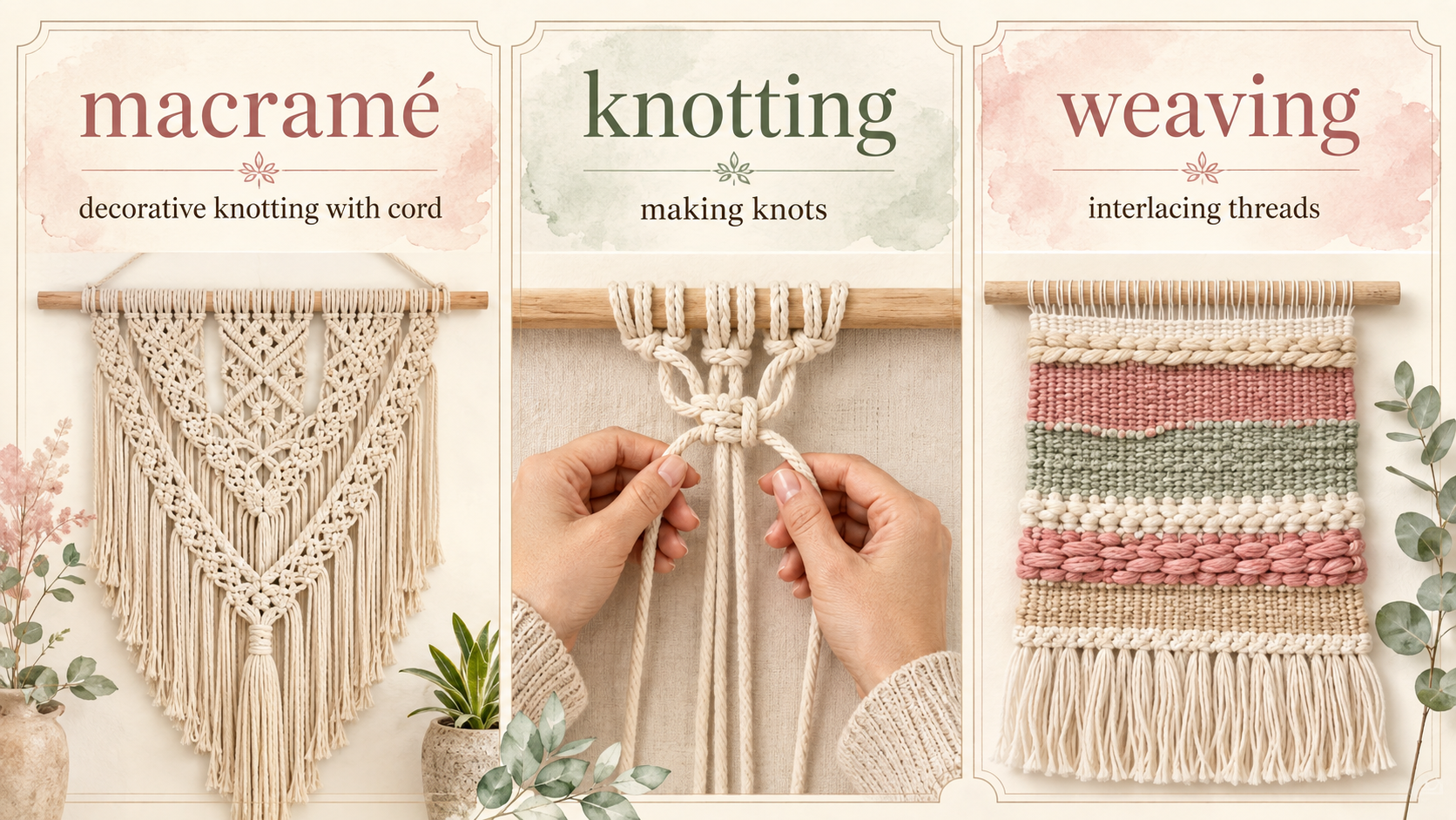 macramé、knotting、weavingの英語表現比較