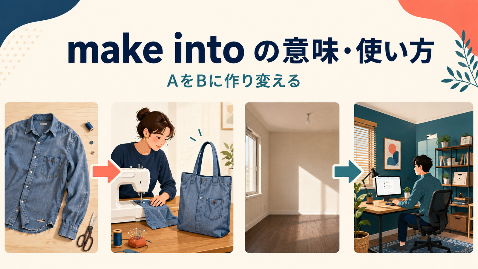 make intoの意味・使い方―AをBに作り変えるイメージ