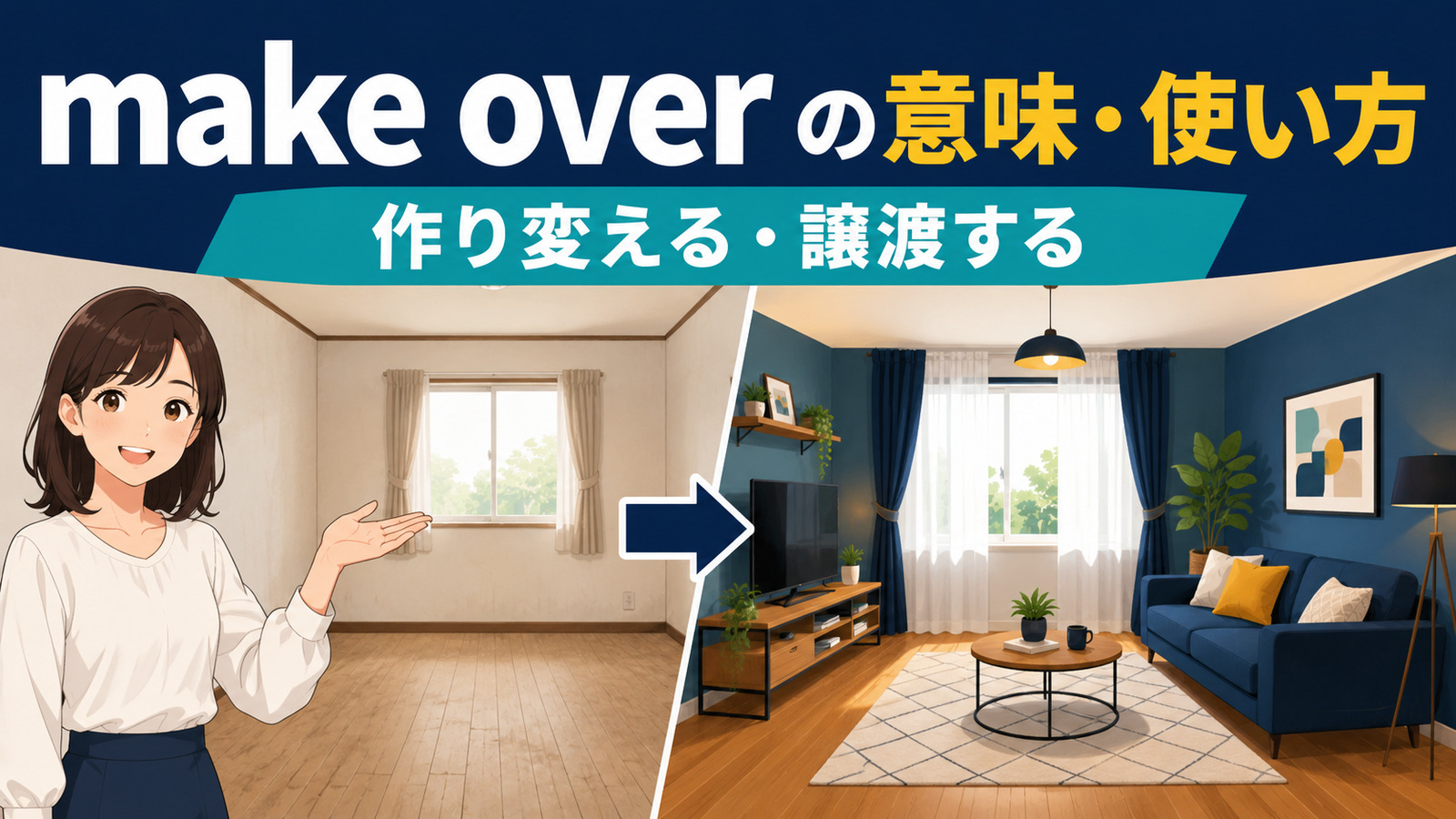 make overの作り変える・譲渡するという意味を解説