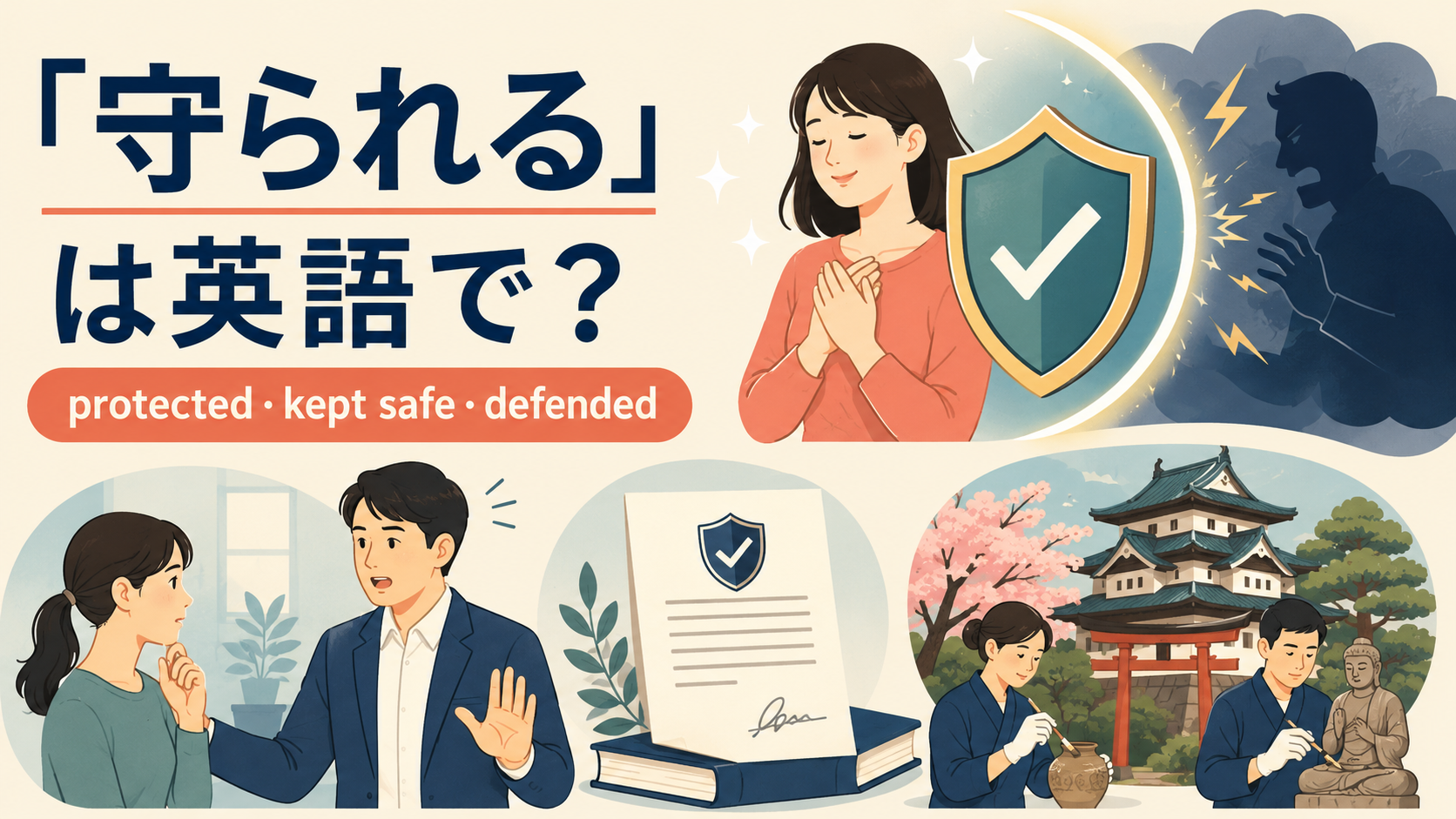 「守られる」は英語で?protected・kept safe・defendedの違い