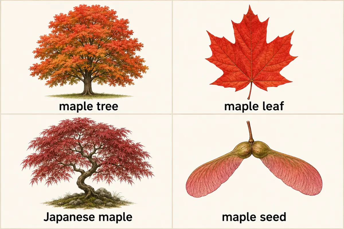maple tree、maple leaf、Japanese maple、maple seedの違い