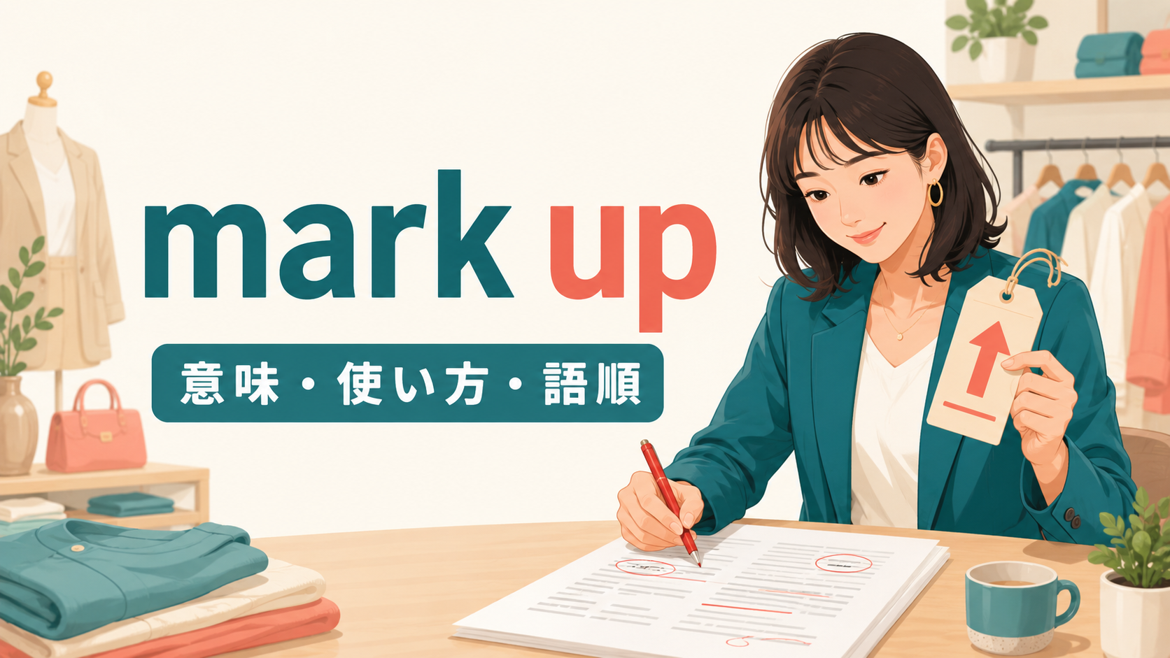 mark upの意味・使い方・語順を表すアイキャッチ画像