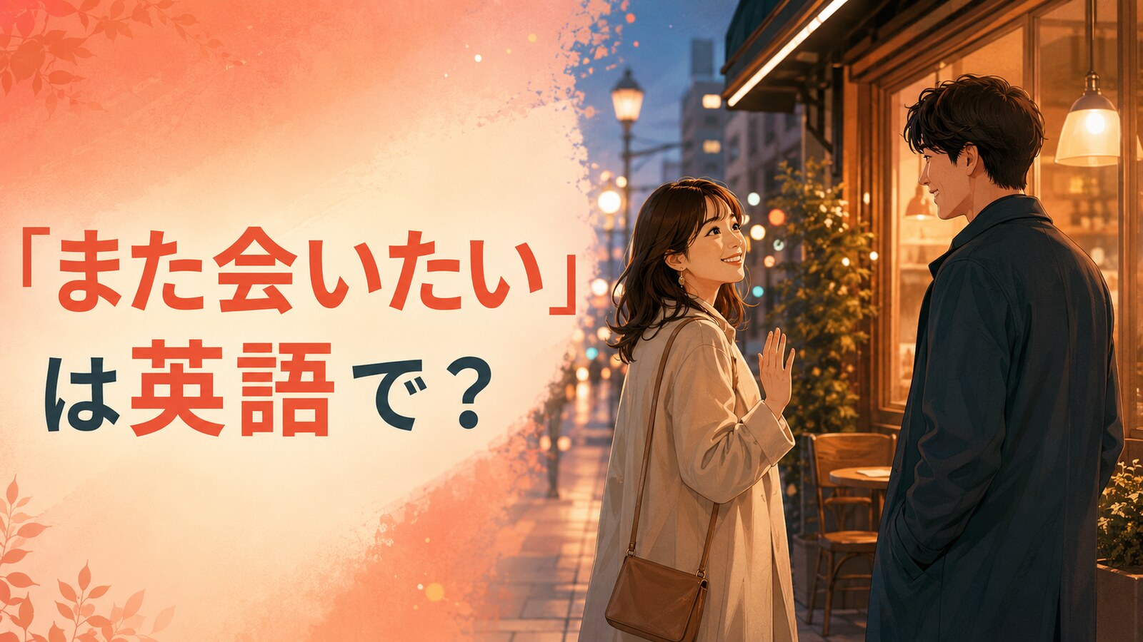 「また会いたい」は英語で?デートの別れ際に笑顔で見つめ合う二人