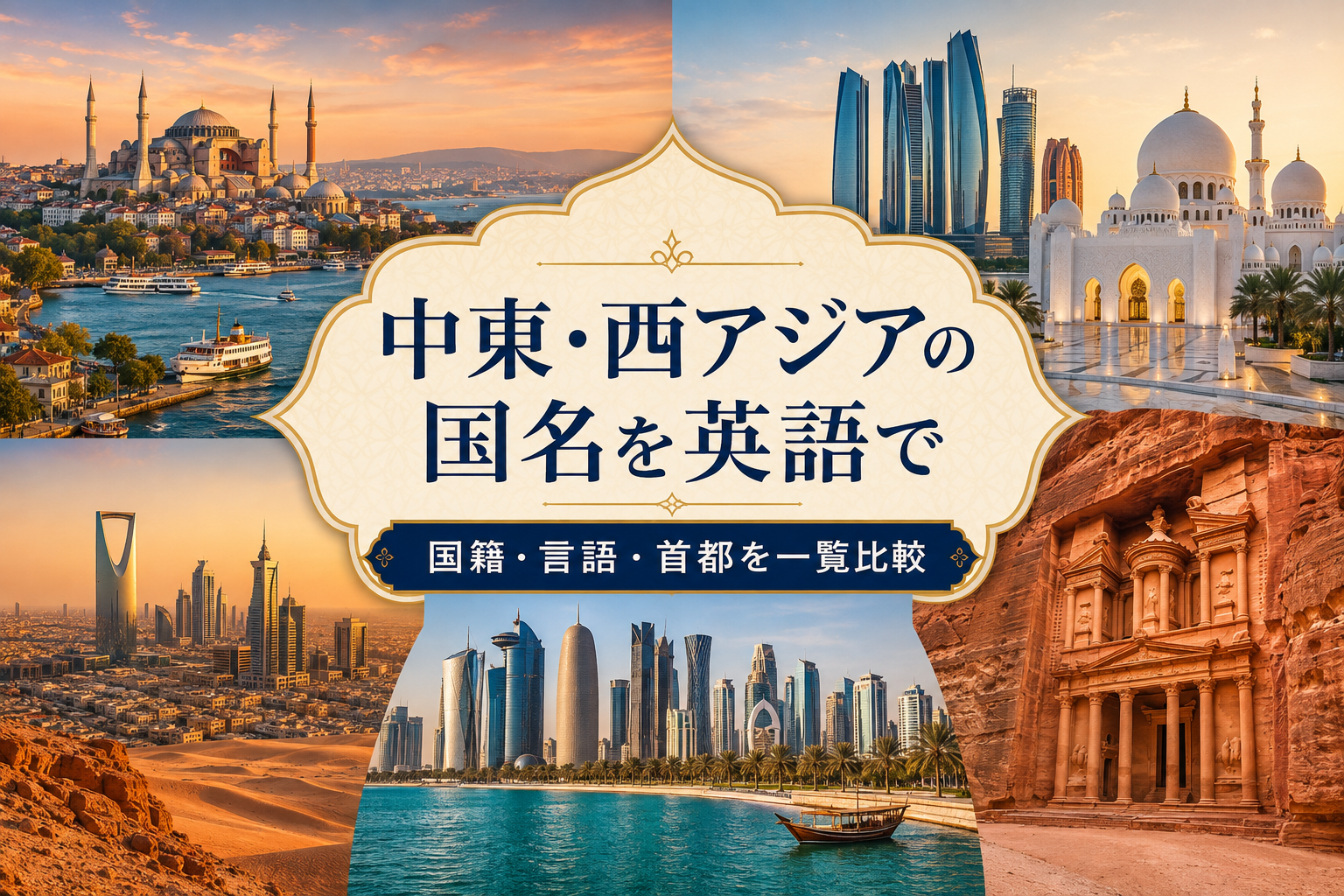 中東・西アジアの国名を英語で｜国籍・言語・首都を一覧比較