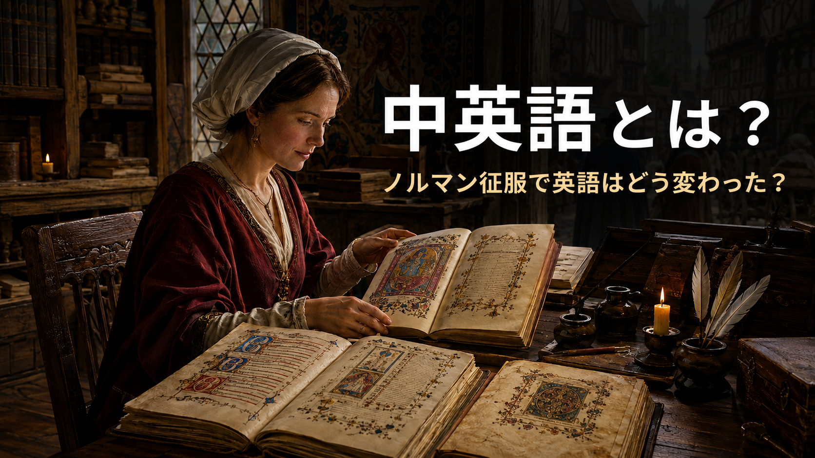 中英語とは?ノルマン征服で英語はどう変わったかを示すアイキャッチ画像