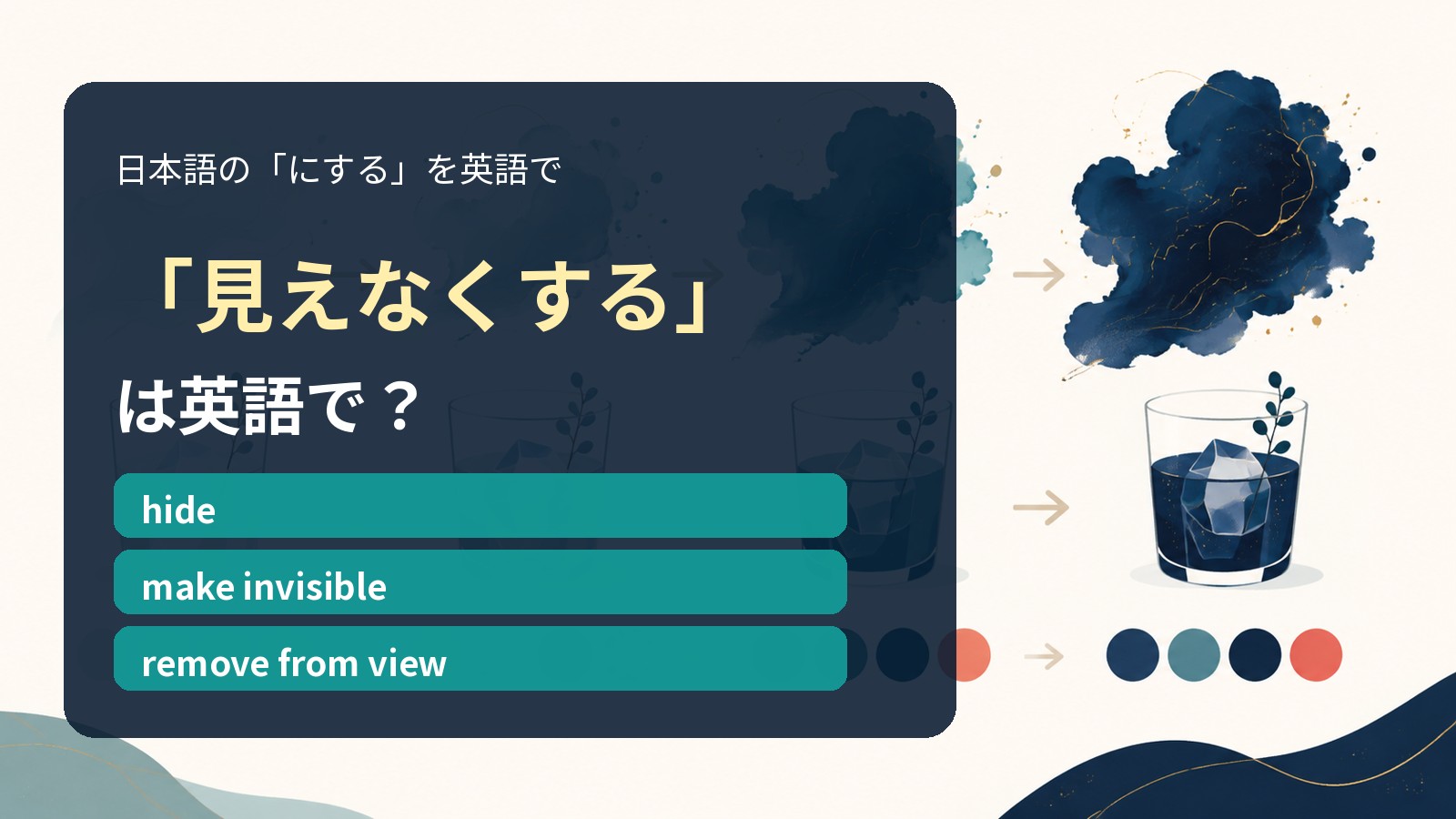 「見えなくする」は英語で?hide・make invisible・remove from viewの違い