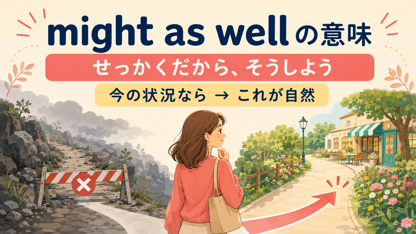 might as wellの意味を「今の状況ならこれが自然」と示したイラスト
